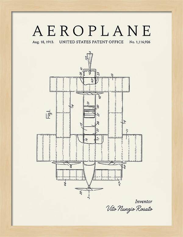 Aeroplane Rosato Minimalist Patent Us1116926