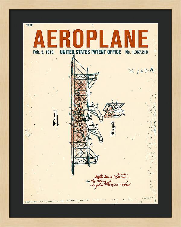 Aeroplane Uppercu Retro Patent Us1367218