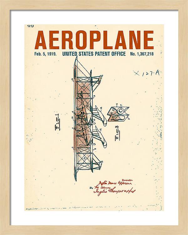 Aeroplane Uppercu Retro Patent Us1367218