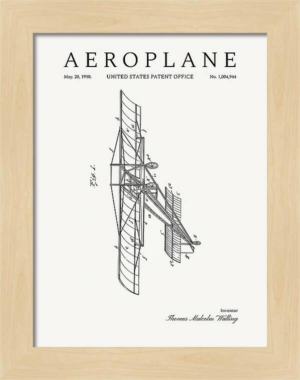 Aeroplane Walling Minimalist Patent Us1004944