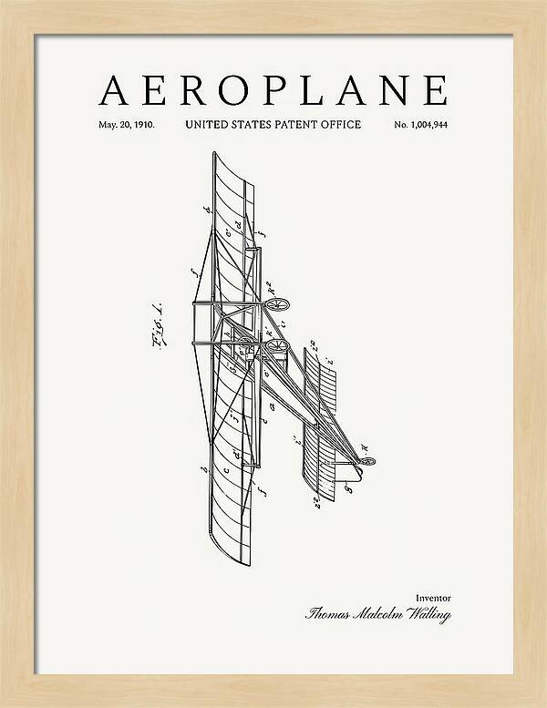 Aeroplane Walling Minimalist Patent Us1004944
