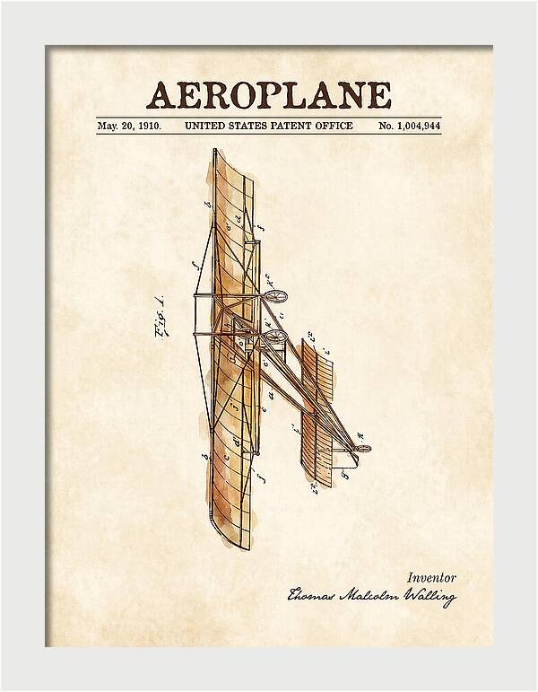 Aeroplane Walling Watercolor Patent Us1004944