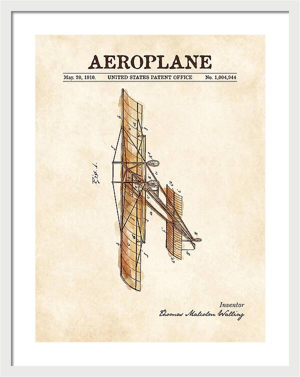 Aeroplane Walling Watercolor Patent Us1004944