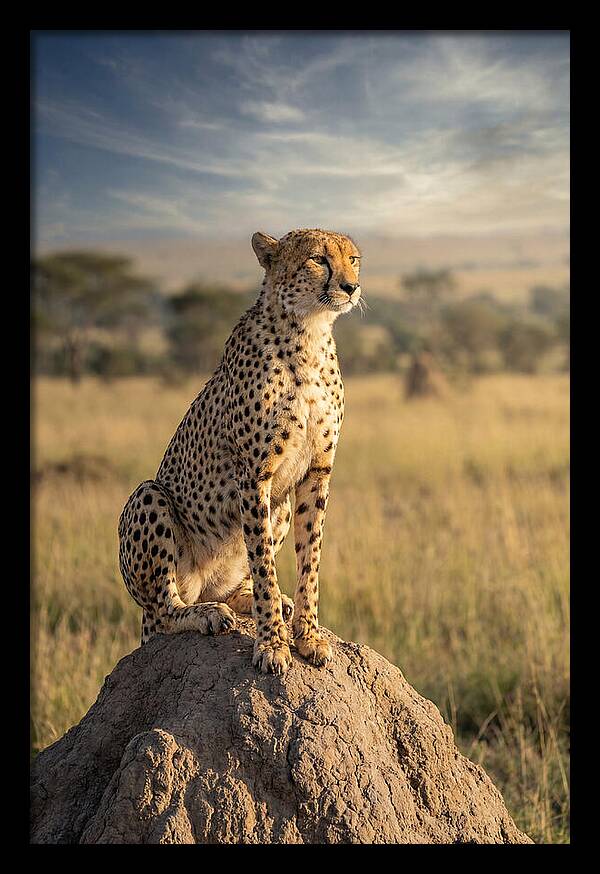 African Cheetah On Mound