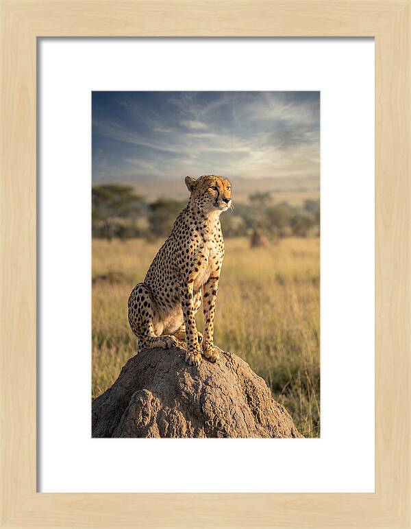 African Cheetah On Mound