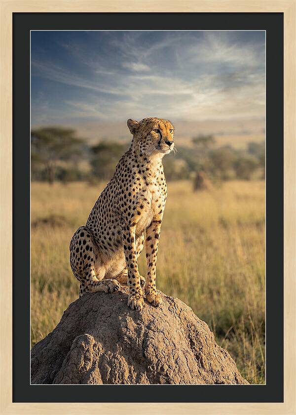 African Cheetah On Mound