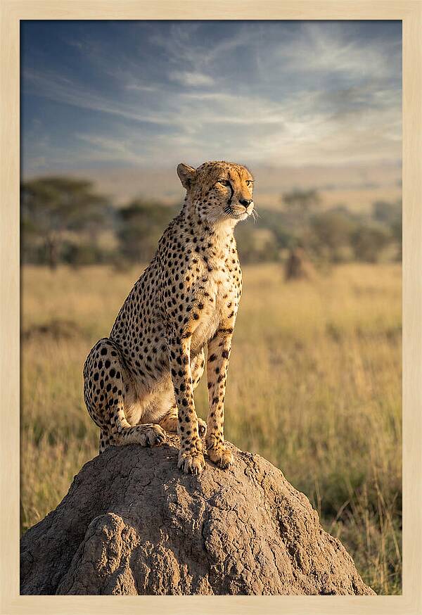 African Cheetah On Mound
