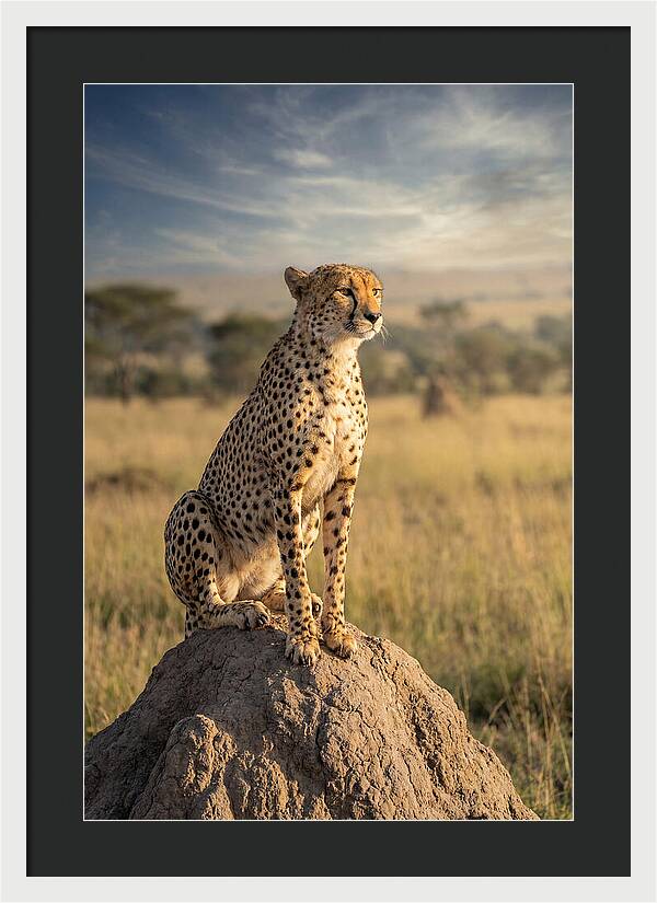 African Cheetah On Mound