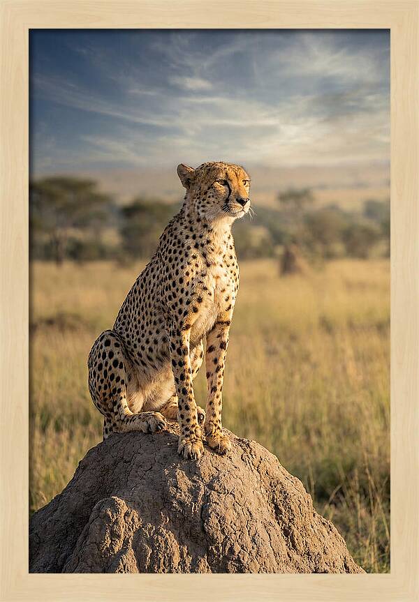 African Cheetah On Mound