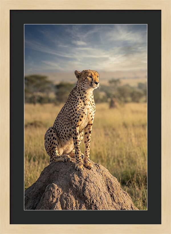 African Cheetah On Mound