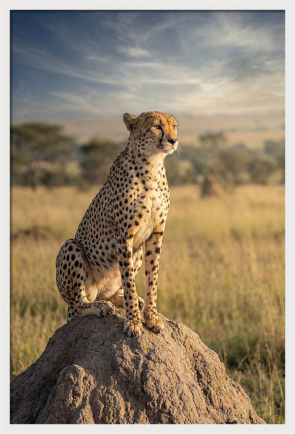 African Cheetah On Mound