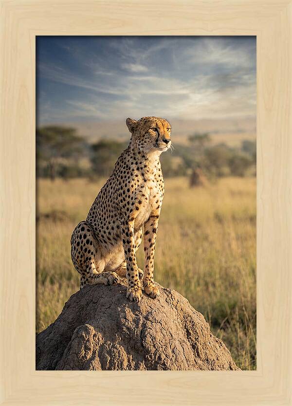 African Cheetah On Mound