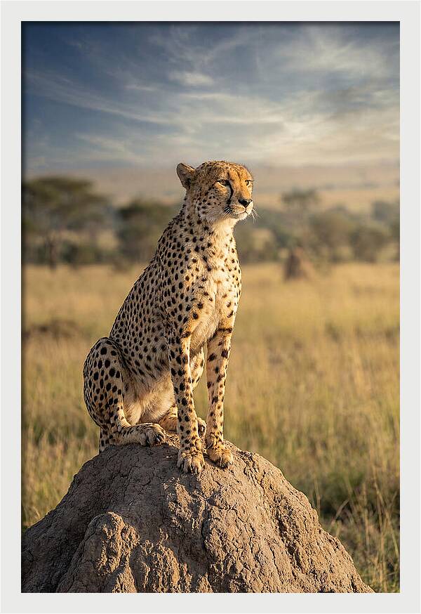 African Cheetah On Mound