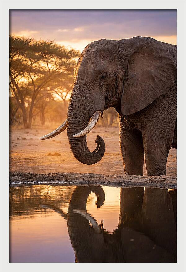 African Elephant At Waterhole