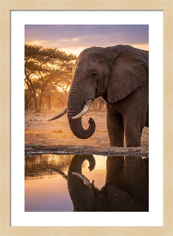African Elephant At Waterhole