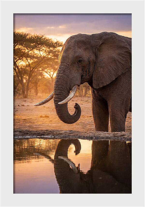 African Elephant At Waterhole