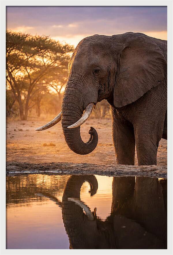 African Elephant At Waterhole