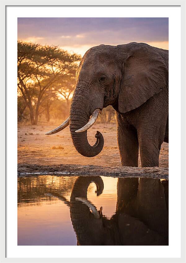 African Elephant At Waterhole