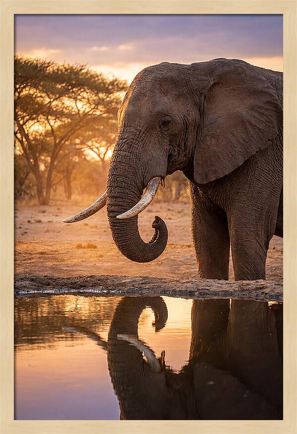 African Elephant At Waterhole