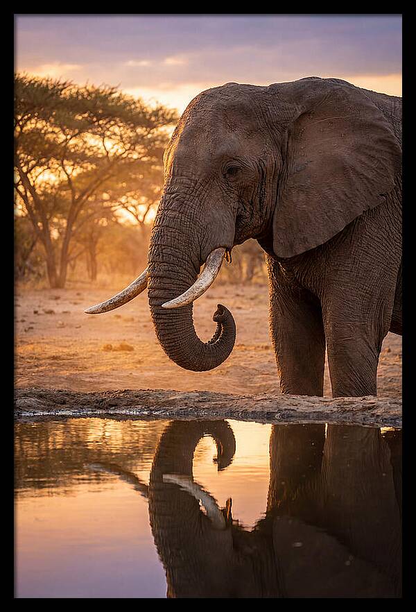 African Elephant At Waterhole