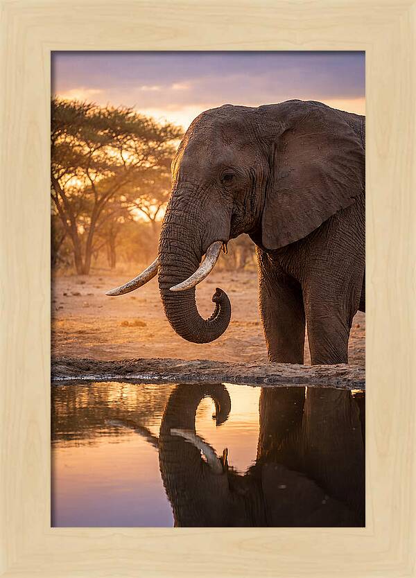 African Elephant At Waterhole