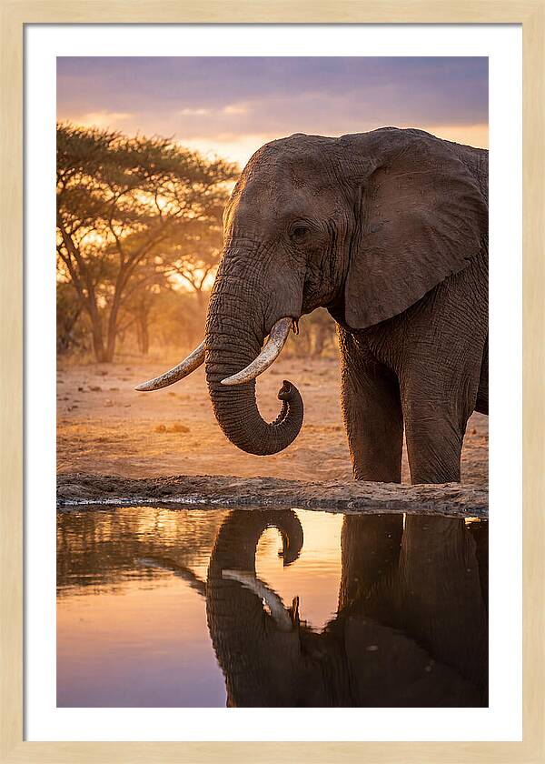 African Elephant At Waterhole