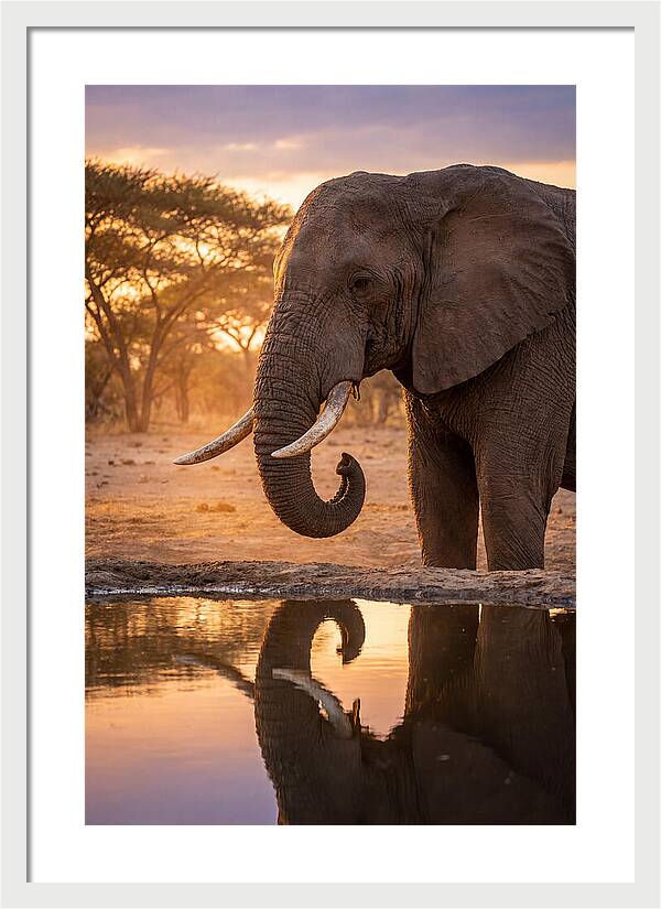 African Elephant At Waterhole