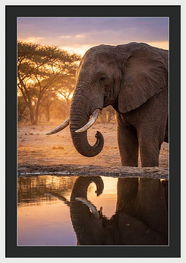 African Elephant At Waterhole