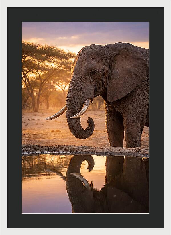 African Elephant At Waterhole