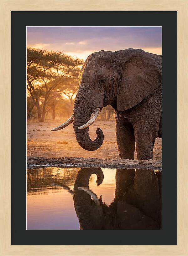 African Elephant At Waterhole