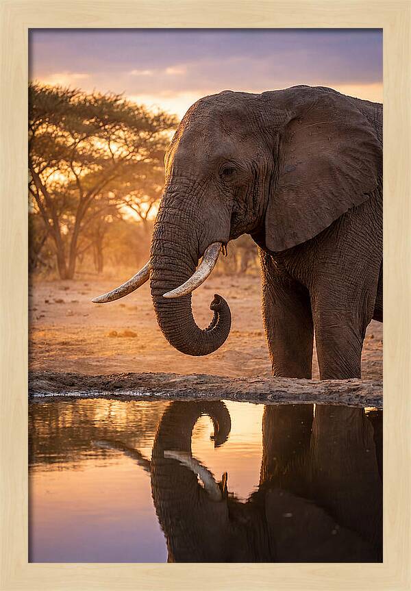 African Elephant At Waterhole