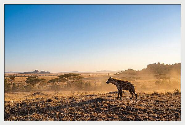 African Hyena Standing Alert