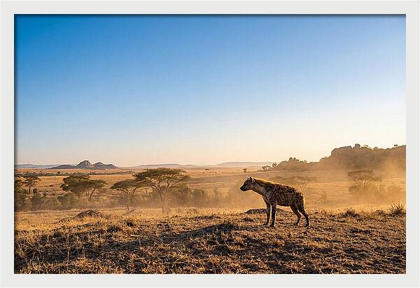 African Hyena Standing Alert