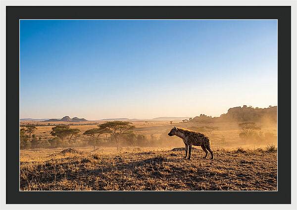African Hyena Standing Alert