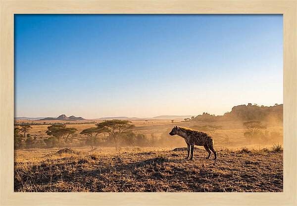 African Hyena Standing Alert