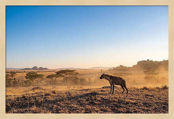 African Hyena Standing Alert