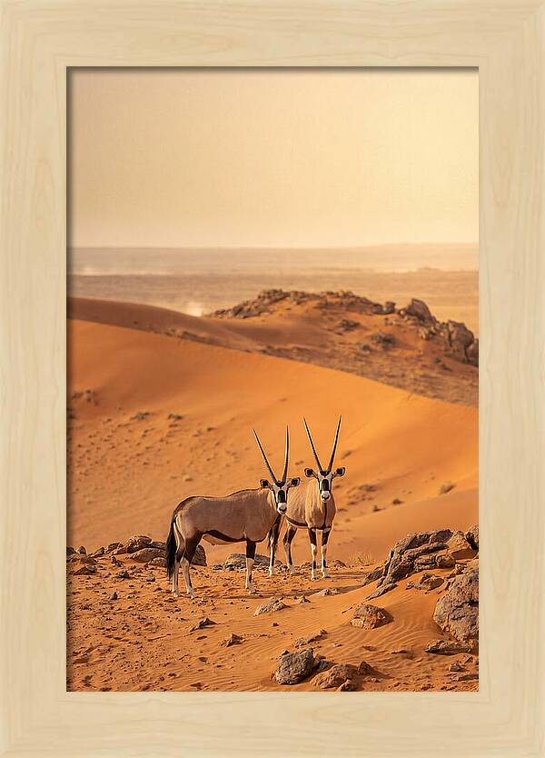 African Oryx Pair In Desert