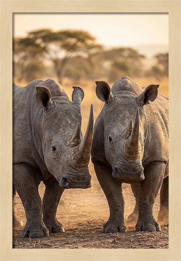 African Rhinos In Harmony