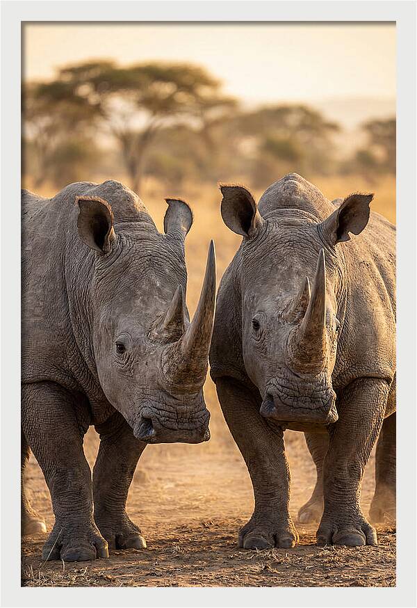 African Rhinos In Harmony