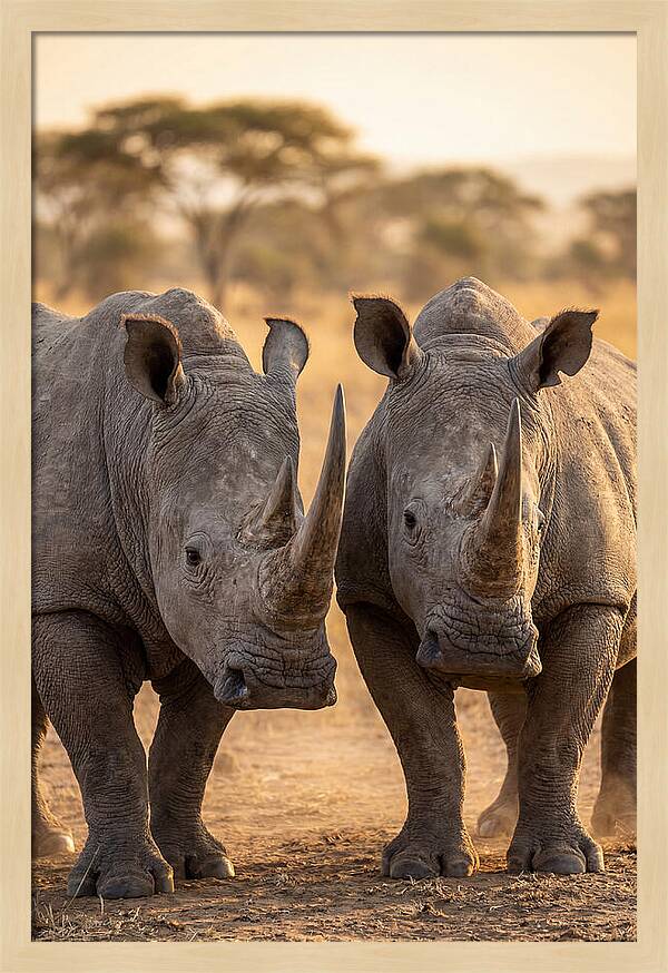 African Rhinos In Harmony