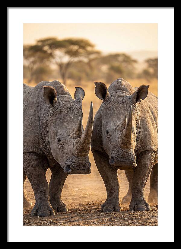 African Rhinos In Harmony