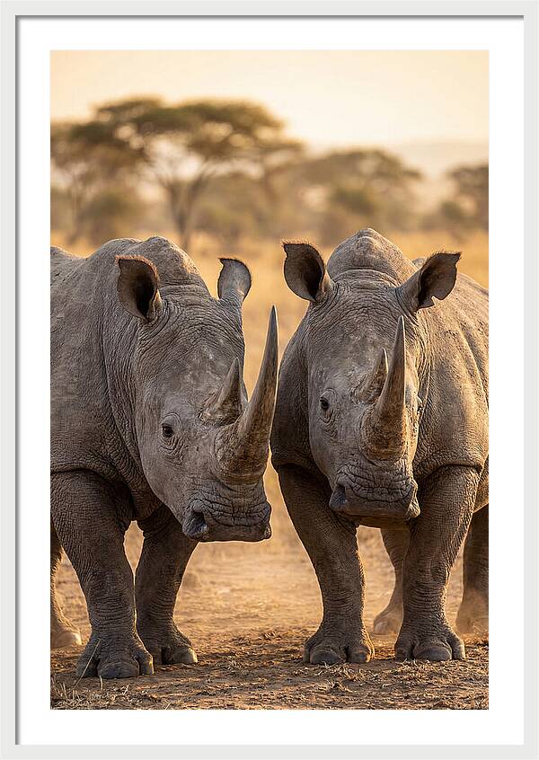 African Rhinos In Harmony