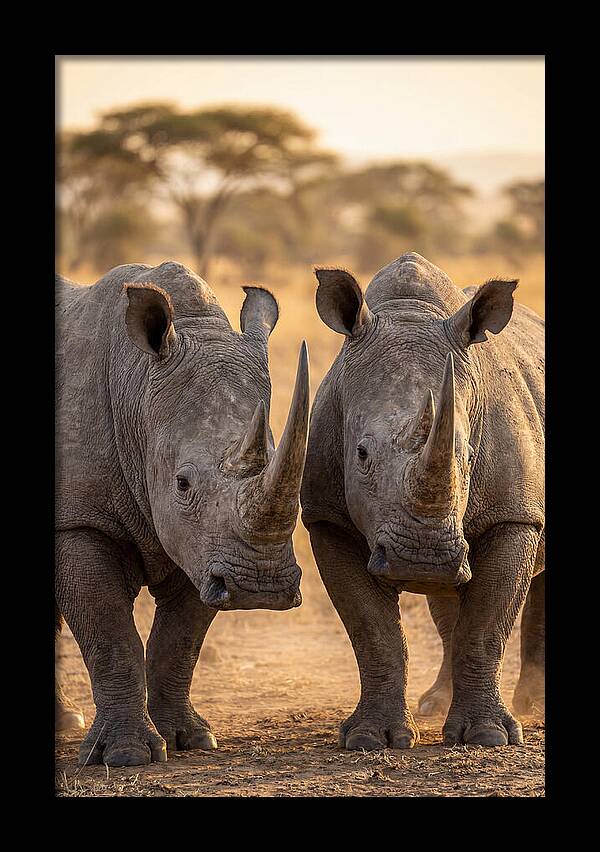 African Rhinos In Harmony