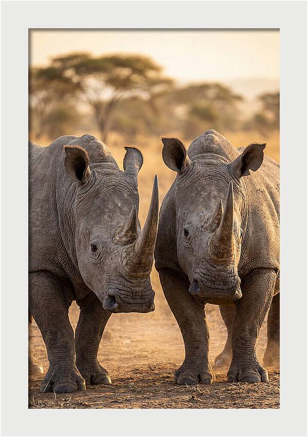 African Rhinos In Harmony