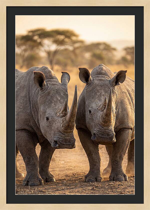 African Rhinos In Harmony
