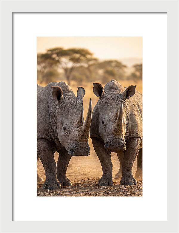 African Rhinos In Harmony