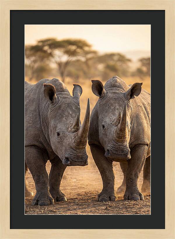 African Rhinos In Harmony
