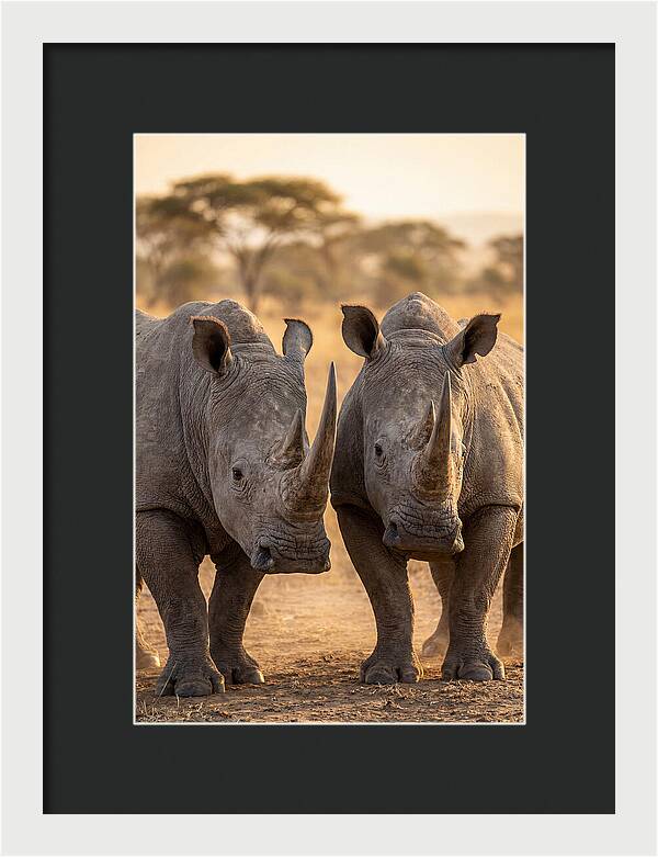 African Rhinos In Harmony