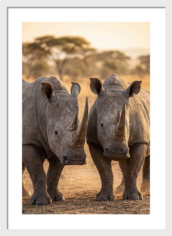 African Rhinos In Harmony