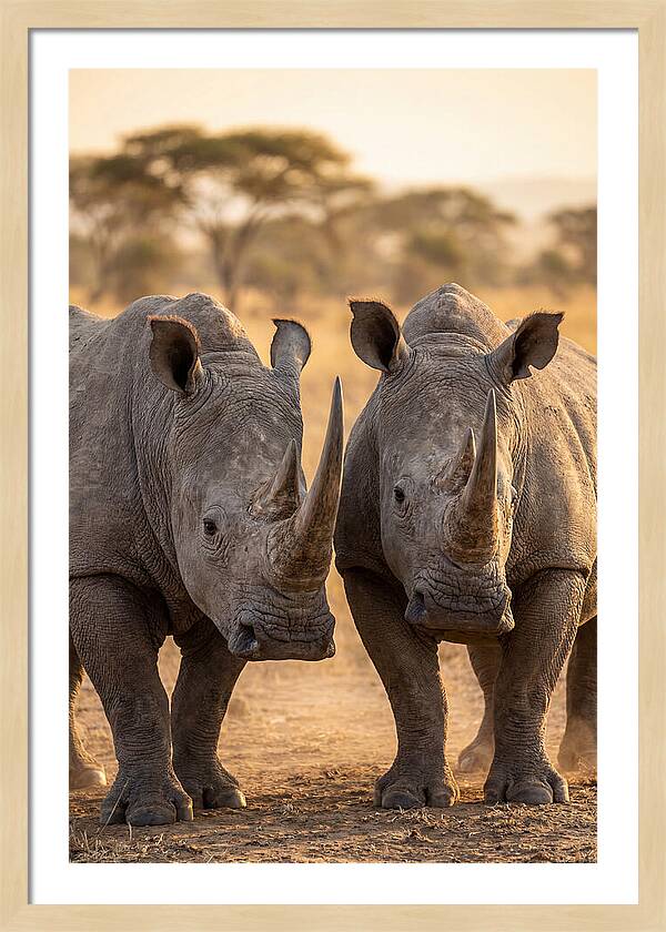 African Rhinos In Harmony